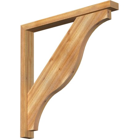 Ekena Millwork Funston Block Rough Sawn Bracket w/ Offset Brace, Western Red Cedar, 4"W x 36"D x 36"H BKT0402X36X36FST05RWR